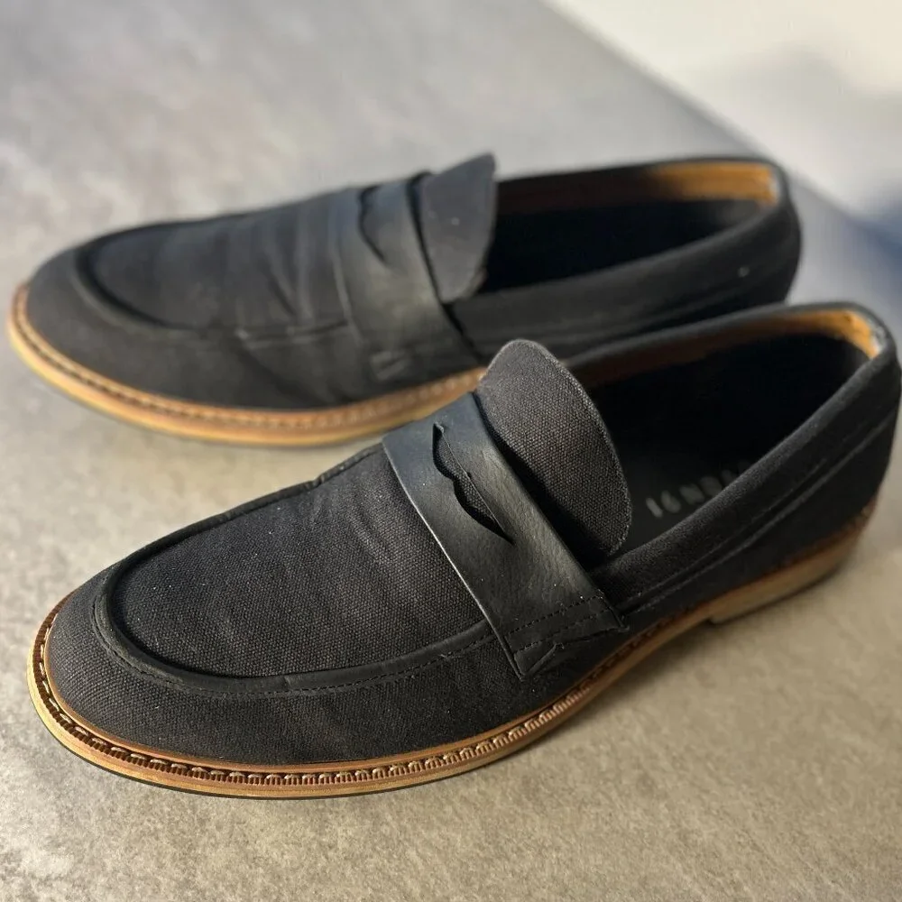 Seven 91 Mens SZ 10 Black Modern Penny Loafers Wardrobe Staple Work Dress Casual